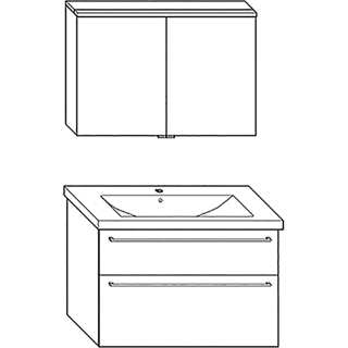 CH-Möbelverbau Optima L Anthrazit Hochglanz, B 830 mm, T 490 mm