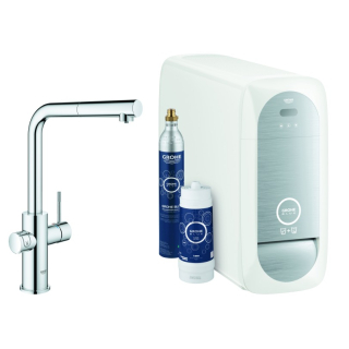 Starter Kit m. Spültischmischer F.Grohe BLUE HOME chrom, druckfest, L-Auslauf