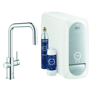 Starter Kit m. Spültischmischer F.Grohe BLUE HOME chrom, druckfest, U-Auslauf