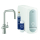 Starter Kit m. Spültischmischer F.Grohe BLUE HOME Supersteel, druckfest, U-Auslauf