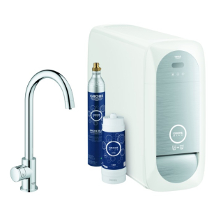 Mono Starter Kit mit Standventil F.Grohe BLUE HOME chrom, C-Auslauf