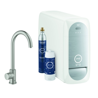 Mono Starter Kit mit Standventil F.Grohe BLUE HOME Supersteel, C-Auslauf