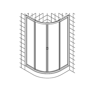 Viertelkreisdusche 2-tlg. SMARAGD NOVA SMN2 R53 08018 Höhe 1850 mm, WEM 785-810 mm