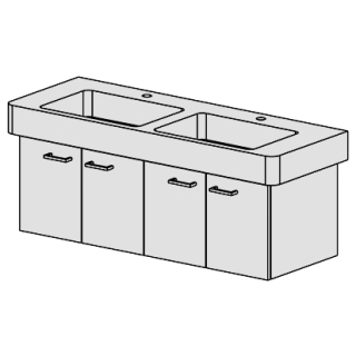 Unterbau Pro-Slim 130 cm, B:120, H:39, T:44,8 cm