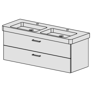 Unterbau Confort Subway 2 130 cm, für 2 Becken