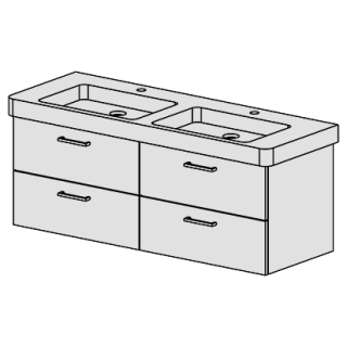 Unterbau Confort Subway 2 130 cm, mit  2 Becken