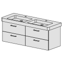 Unterbau Confort Subway 2 130 cm, mit  2 Becken