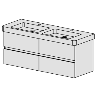 Unterbau Confort Subway 2 130 cm, mit  2 Becken