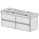 Unterbau Confort Subway 2 130 cm, mit  2 Becken