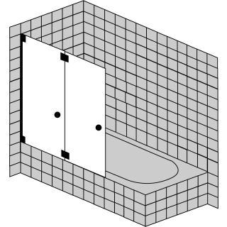 Wannenfaltwand 2-flg. Optima P  bis max. 1200x1500 mm