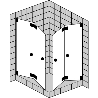 Eckeinstieg m. Falttüren Optima P  je 2-tlg., bis max. 1000x1000x2000 mm