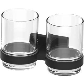 Doppelglashalter Optima X BA78115 schwarz matt, Glas klar, D 68 mm
