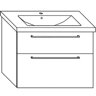 Waschtischverbau Optima L SFEU083 Eiche D. Cashmere, B 830 mm, T 490 mm