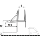 Abtropfdichtung Dukahorizontal mit Abschlussteilenf&uuml;r 6 mm Glas1000 mm (GUMC192-P)