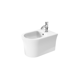 Wand-Bidet Duravit White TulipAusladung 54 cm, Armaturenlochmit ÜberlaufAblaufventil mit