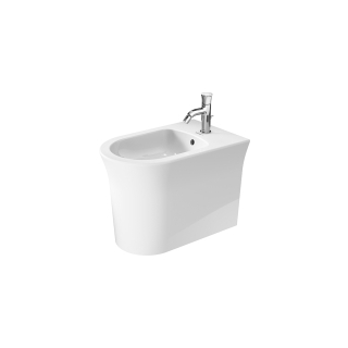 Stand-Bidet DuravitWhite Tulip, Ausladung 58 cmArmaturenlochmit Überlauf